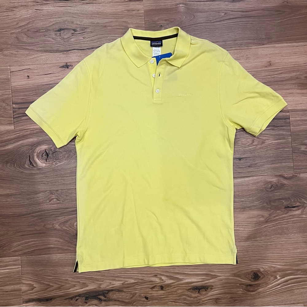 Patagonia Polo Shirt Collared Short Sleeve Organic Cotton Yellow Medium NWI